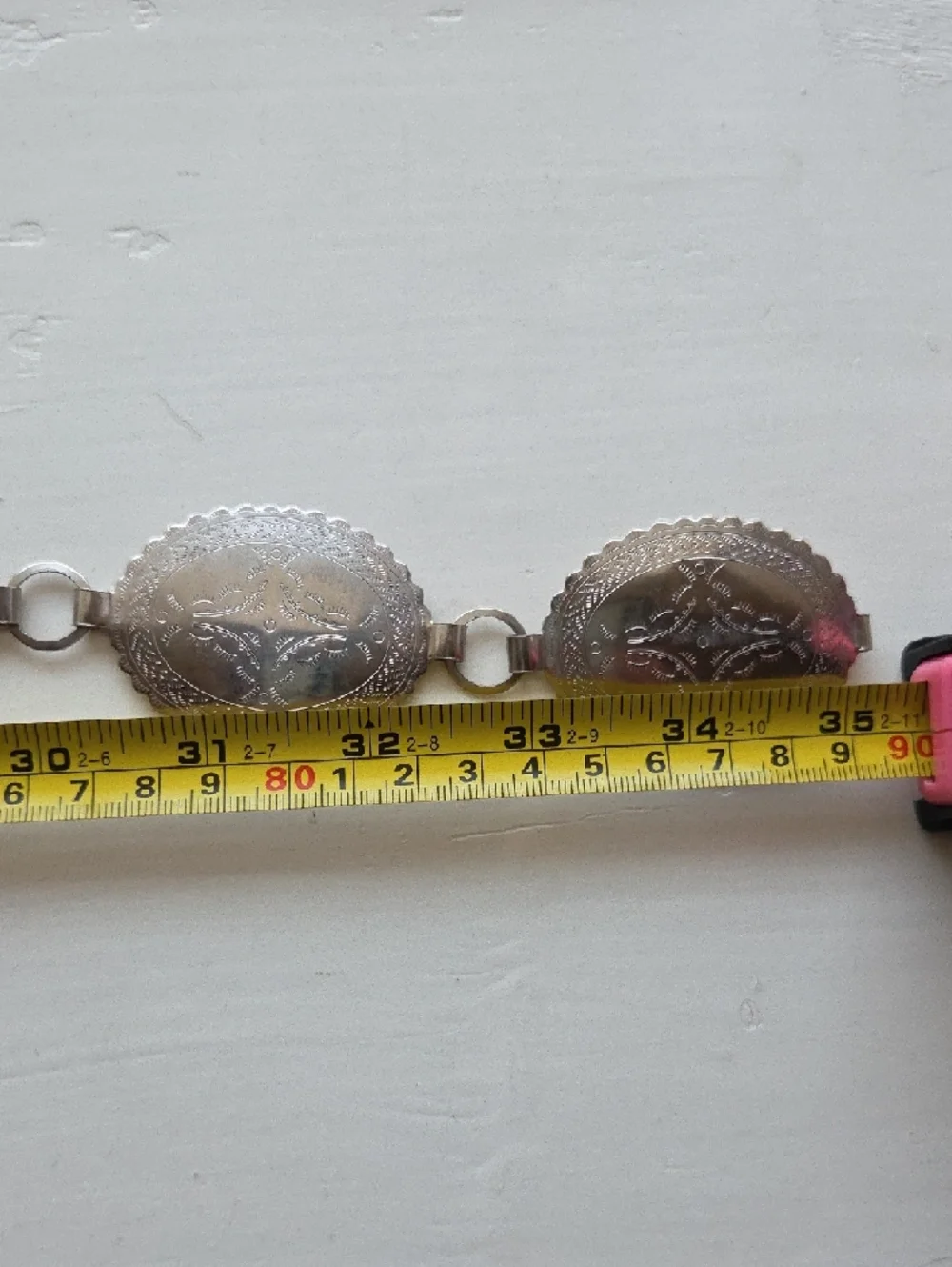 Vintage Western Silver-Tone Oval Concho Link Belt - Women Jewelry